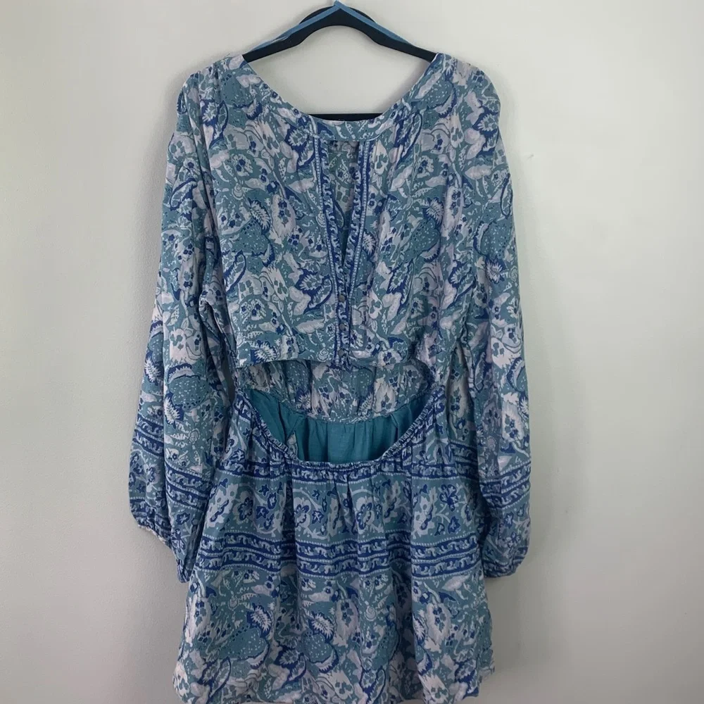 Free People Silver Sun Floral Blouson Dress